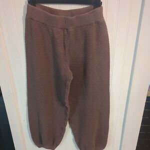 FREE PEOPLE Beach Hailee Waffle Knit Sweater Pants  Golf Gulf Brown XS